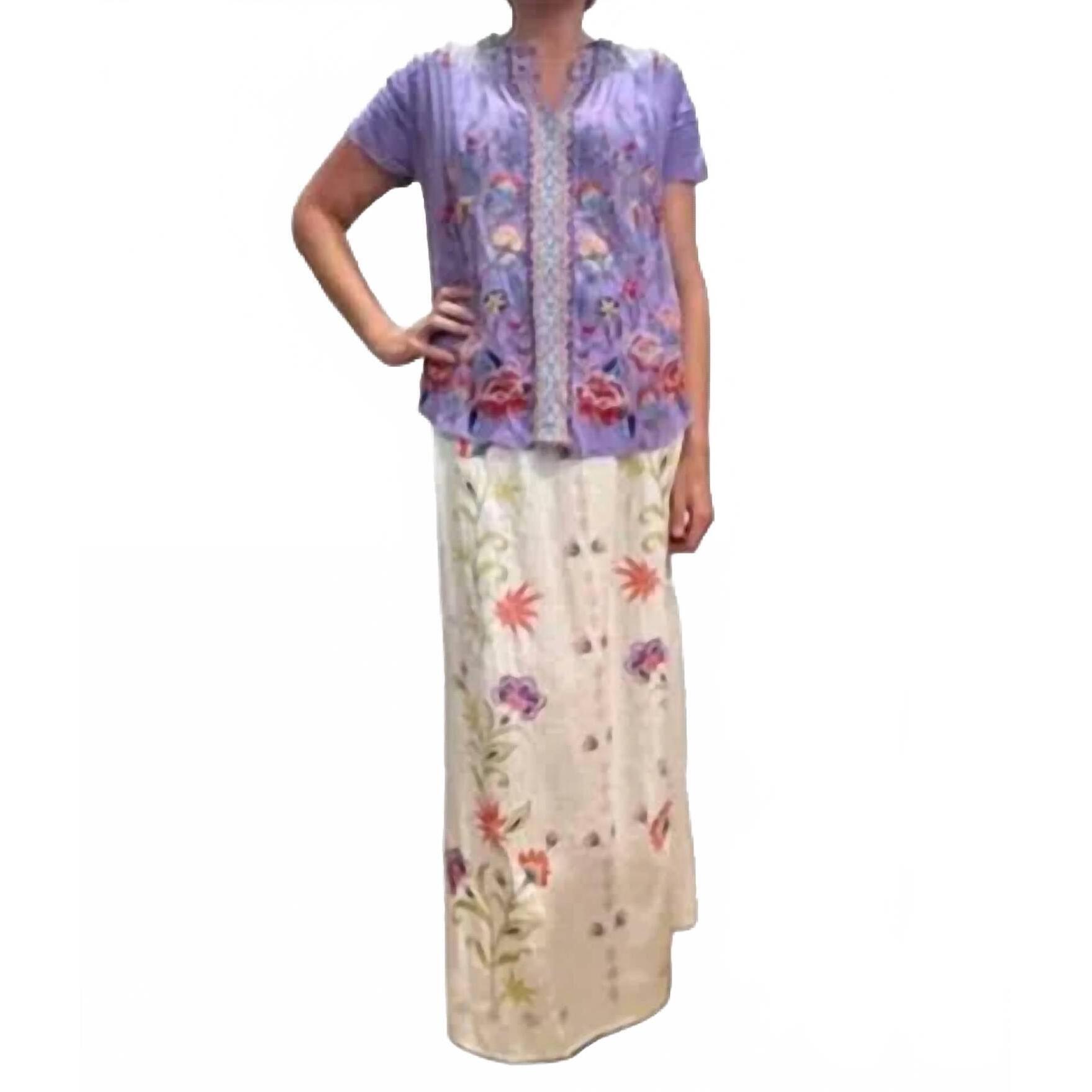 New Johnny Was Calista High Slit Linen Skirt In Elordi Stripe